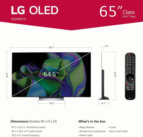 LG C3 Series 65-Inch Class OLED evo 4K Processor Smart Flat Screen TV - Image 5